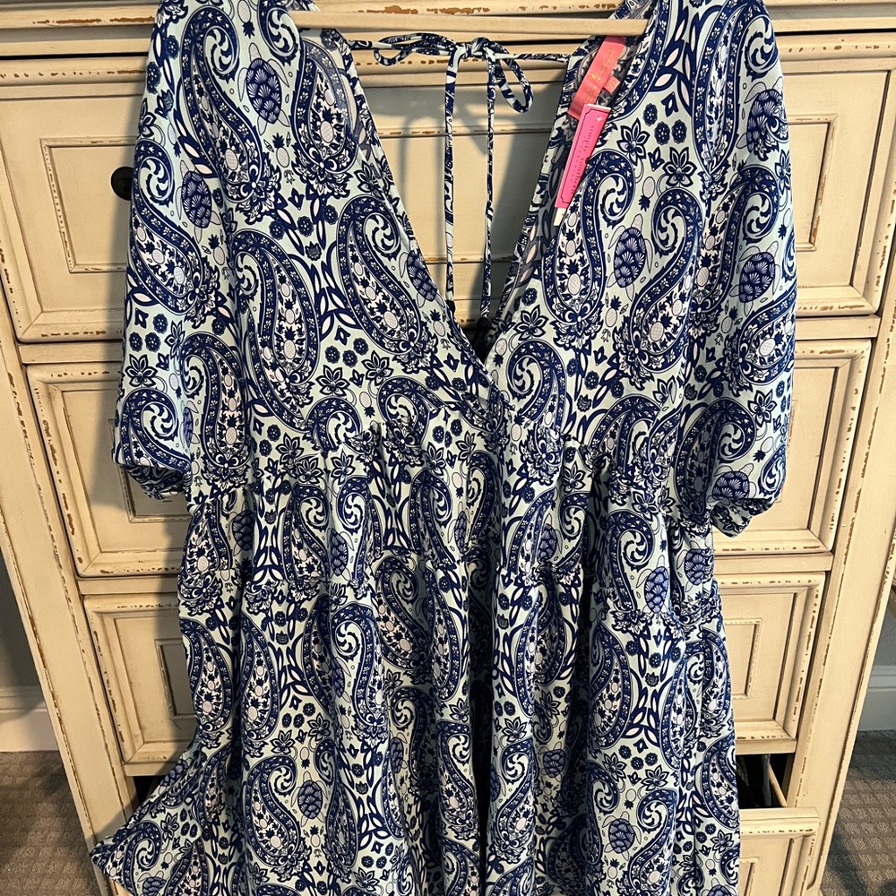 Simply southern Plus size dress V-neck front and back with tie in the back